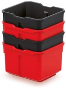 Kistenberg Sada 4 plastových boxov na náradie X BLOCK BOX 157x140x210 čierne / červené