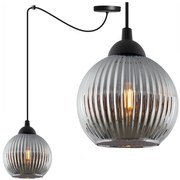 Závesné svietidlo Riffle Round Spider, 1x grafitové sklenené tienidlo