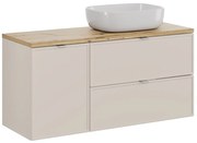 Závěsná skříňka Bella Cashmere s deskou a umyvadlem 120 cm kašmír