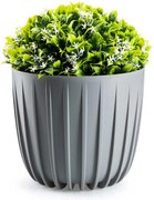 PLASTOVÝ KVETINÁČ STRIPPED 24X21 CM SIVÁ