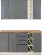 Kuchynská linka Aspen sivá - 150 cm, sivá lesk / biela mat