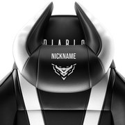 Záhlavný vankúšik Diablo Chairs X-Horn s Vašou výšivkou čierno-biely