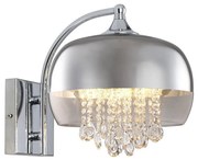Nástenné svietidlo Luna, 1x kryštáliky/chrómové/transparentné sklenené tienidlo, ch