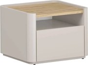 Nočný stolík Elivo 50 cm so zásuvkou - kašmírová / dub olejovaný