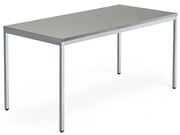 Rokovací stôl QBUS, 1600x800 mm, so 4 nohami, strieborný rám, svetlošedá