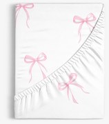 Goldea detská bavlnená napínacia plachta - ružové mašličky 120 x 200 cm