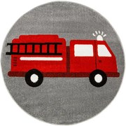 Koberec Lima G752A hasičské auto, červený / sivý kruh