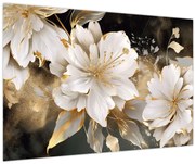 Obraz - Kvety v zlate (90x60 cm)