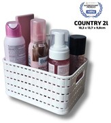 Plastový košík COUNTRY, rovný, biely (2 l – 18 x 14 x 10)