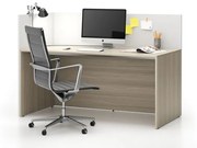 PLAN Kancelárska zostava single s paravánom SEGMENT, ľavá, dub prírodná/biela