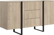 Dvojdverová komoda Verica 150 cm so zásuvkami - dub biszkoptový / čierne nohy