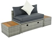 Záhradný ratanový set DEBRA, šedá/prírodná/krémová