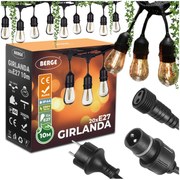 BERGE Záhradná girlanda 10m + 20x 1W LED žiarovka