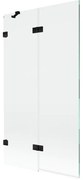 Mexen Lunar, 2-krídlová vaňová zástena ľavá 100 x 150 cm, číre sklo, čierna matná, 897-100-100-70-00-L