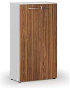 Kancelárska skriňa s dverami PRIMO WHITE, 800 x 420 x 1434 mm, biela/orech