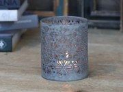Zinkový antik svietnik s kvetmi Flowers - Ø 8*10cm