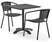 Zostava záhradného nábytku Piazza + Capri, 1 stôl + 2 čierne stoličky