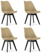 Set štyroch jedálenských stoličiek MARK svetlobéžový - čierne nohy (4 ks)