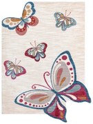 Koberec TOYS 75326 Motýle - krém / červený, fuksia