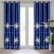 VIANOČNÝ ZATEMŇOVACÍ ZÁVES NA KRÚŽKOCH CAROL 140X250 CM TMAVOMODRÁ