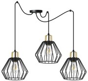 Závesné svietidlo Nuvola Spider 5, 3x čierne drôtené tienidlo, g