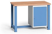 Dielenský stôl KOVONA, 1 závesná skrinka na náradie, buková škárovka, pevné nohy, 1200 mm