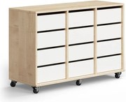 Študentská úložná skrinka CASPER, 12 zásuviek, breza, biela