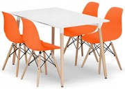 Jedálenský stôl ADRIA biely so štyrmi stoličkami OSAKA oranžové
