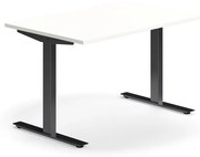 Kancelársky stôl QBUS, rovný, 1200x800 mm, T-rám, čierny rám, biela