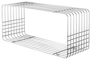 Kovová nástenná knižnica v lesklej striebornej farbe 70x30 cm Wire – Mette Ditmer Denmark