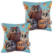 Súprava 2 ks obliečok na vankúšiky z mikroplyšu SOVY 40 x 40 cm