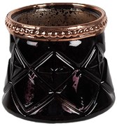 Čierno-medený sklenený svietnik na čajovku - Ø 7*6 cm