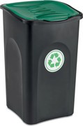 STEFANPLAST Kôš na triedený odpad ECOGREEN 50 l, čierny/so zeleným vekom