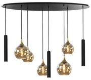 Luster na lanku CALYPSO 3xGU10/60W/230V + 5xE27/60W čierna/zlatá