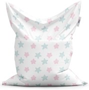 Sedací vak Classic ružové a modré hviezdy - detský, biela