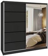 Šatníková skriňa SERENITY 200 cm čierny mat MBP SERENITY SZP5/0/B/B/0/HIAL