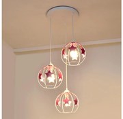 Detský luster na lanku STARS 3xE27/15W/230V ružová/biela