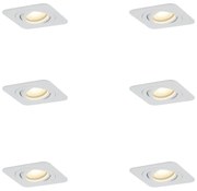 Sada 6 zaoblených zapustených bodových svetiel biela GU10 50 mm otočné a naklápacie IP44 - Alberto