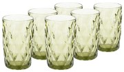 Poháre na vodu, set 6 ks, 350 ml, zelená, retro, BAROLO TYP 1