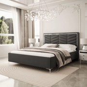 ČALÚNENÁ POSTEĽ NESSIE 140x200 STRIEBORNÁ LIŠTA S ROŠTOM