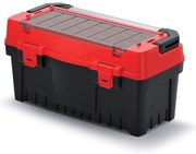 Kufor na náradie s alu držadlom 59,4 × 28,8 × 30,8 cm, krabičky, červená