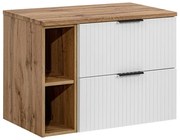 Závěsná skříňka pod umyvadlo Casad s deskou 80 cm bílá/dub wotan