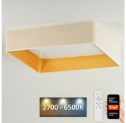 Brilagi-LED Stmieva­teľné svietidlo VELVET SQUARE LED/36W/230V Wi-Fi Tuya + diaľkový ovládač krémové
