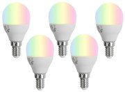 Sada 5 stmievateľných LED žiaroviek E14 G45 opál 4,9 W 470 lm 2700-6500 K