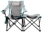 Skladací kempingový stôl + stolička šedá/modrá