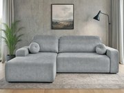 Rohová sedačka s funkciou spania Tori ľavá s úložným priestorom na posteľnú bielizeň, šedý velúr