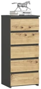 Komoda Cipriano III (grafit sivý + dub artisan). Akcia -17%. Vlastná spoľahlivá doprava až k Vám domov. 1071090