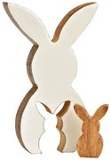 Drevený veľkonočný zajko HOPPYDUO sada 2 ks, 20 cm, biely
