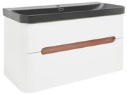 Kúpeľňová skrinka s umývadlom SAT Fusion 97,5x53x45 cm biela matná SATFUSION2100WBKM