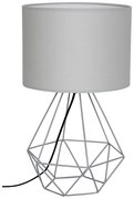 Stolná lampa Basket, 1x sivé textilné tienidlo, gre
